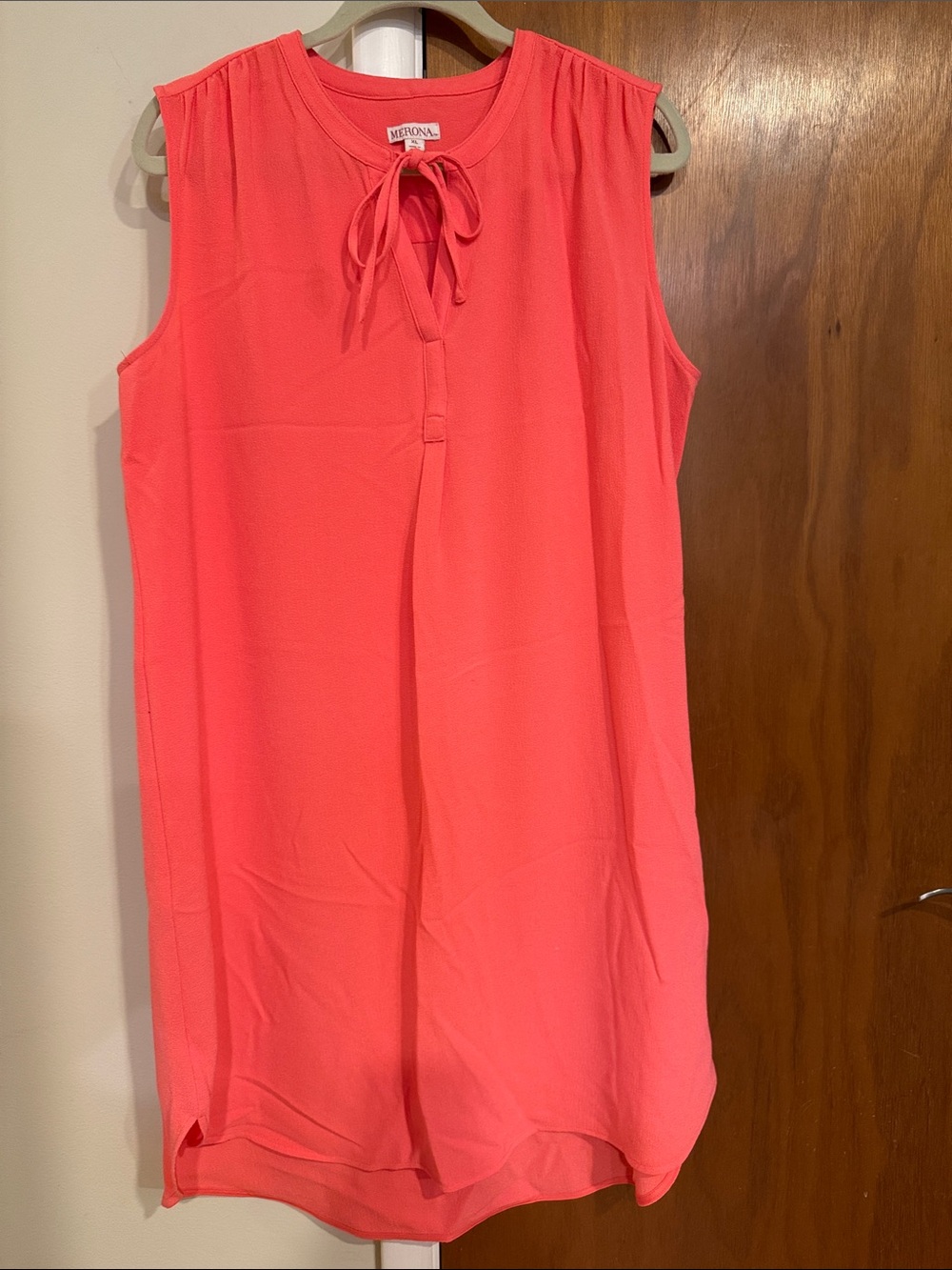 Merona Coral Tie-Neck Sleeveless Shift Dress